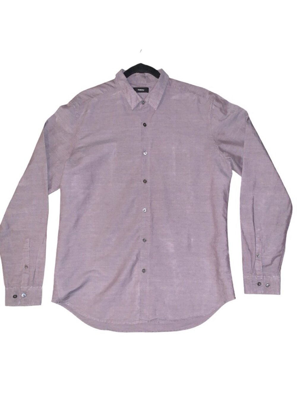 Theory Linen Collared Long Sleeve Button Down Shirt Mauve/lilac L Mens Preppy